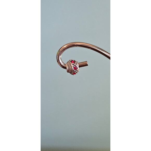 Red Crystal Diagonal Pattern Silver Spacer Bead. - Picture 2 of 2